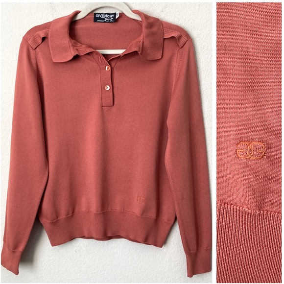 Givenchy Tops - Givenchy Sport Vintage Pullover Long Sleeve Polo Top Embroidered Logo